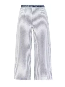 Кюлоты из льняной ткани с принтом в полоску и вышивкой