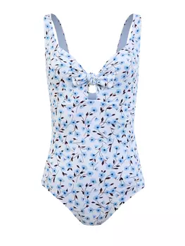 Купальник с флористическим принтом и завязками на лифе