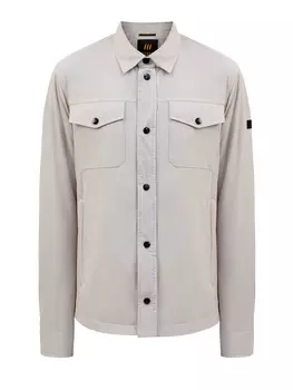 Куртка-рубашка из гладкого матового нейлона с контрастным патчем