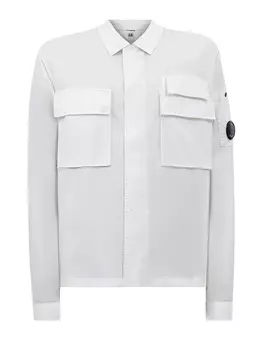 Куртка-рубашка из органического габардина с фирменной линзой