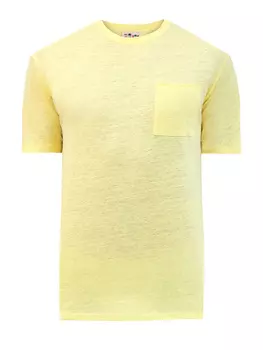 Льняная футболка с накладным карманом и вышивкой St. Barth