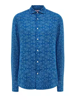 Льняная рубашка с флористическим паттерном Sashiko