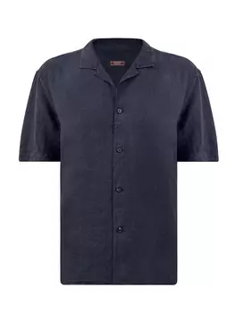 Льняная рубашка свободного кроя с короткими рукавами