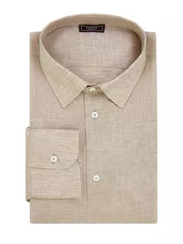 Льняная рубашка свободного кроя с защипами на рукавах