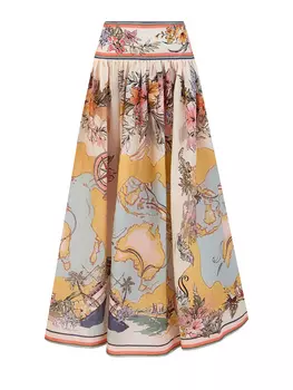 Льняная юбка Tallow с принтом Nautical Map и карманами