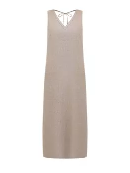 Льняное платье с V-образным вырезом и окантовкой Punto Luce