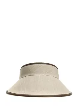 Льняной козырек с отделкой из кожи и вышитым логотипом