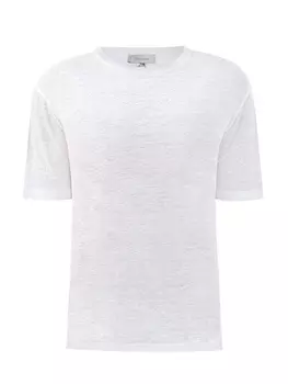 Легкая футболка из льняной ткани в меланжево-белом цвете