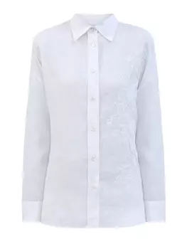 Легкая льняная рубашка с вышитым узором в тон