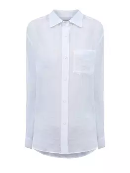 Легкая рубашка из полупрозрачной ткани рами с вышитым логотипом