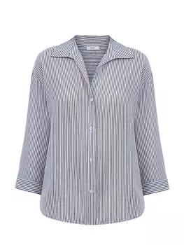 Легкая рубашка из тонкого хлопка и шелка в полоску