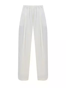 Легкие брюки-палаццо с защипами и эластичным поясом