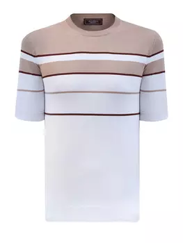 Легкий джемпер из хлопковой пряжи с узором в полоску