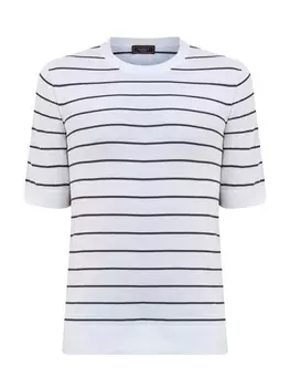 Легкий джемпер из хлопковой пряжи в горизонтальную полоску