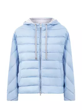 Легкий пуховик с капюшоном из джерси и ювелирными цепочками