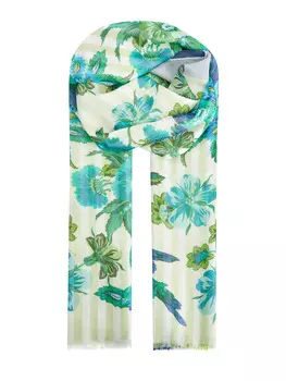 Легкий шарф из модала с флористическим принтом и бахромой