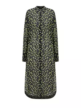 Легкое платье-рубашка из вискозы и шелка с принтом