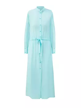 Легкое платье-рубашка с поясом и разрезами