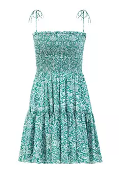 Легкое платье-сарафан из шелкового шифона с тонкими бретелями на завязках