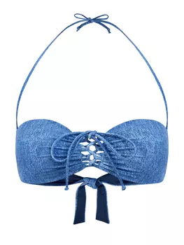 Лиф-бандо в оттенке денима со съемными бретелями и завязками