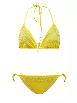 Лиф-бикини с треугольными чашечками и фактурной вышивкой