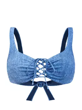 Лиф-бикини в оттенке денима с регулируемыми завязками