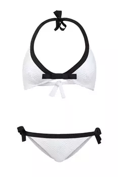 Лиф с V-образным вырезом из фактурной двухслойной ткани с контрастной отделкой