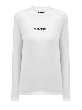 Лонгслив из гладкого хлопка джерси с контрастным логотипом