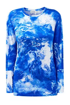 Лонгслив из хлопка джерси с принтом «морские волны»