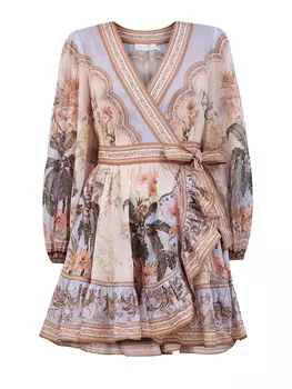 Мини-платье Wylie из тонкого хлопка с оборками и поясом