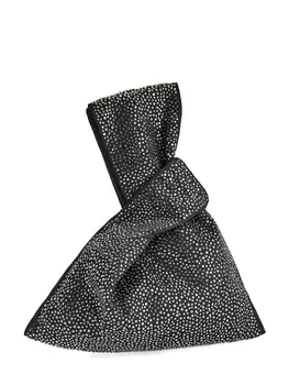 Мягкая атласная сумка с декором из мерцающих стразов