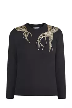 Мягкий джемпер из шерстяной пряжи с вышивкой ручной работы