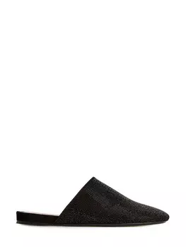 Мюли из кожи и мягкой замши с мерцающими кристаллами