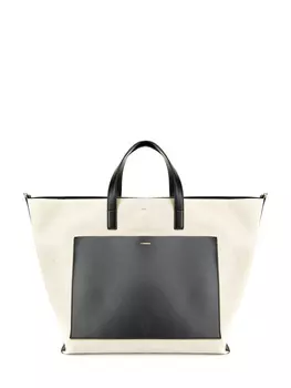 Объемная сумка-тоут из канваса и гладкой кожи со съемным ремнем