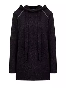 Объемное худи из альпаки и шерсти с ювелирными вставками