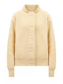 Объемный кардиган из шерстяной пряжи с заостренным отложным воротом