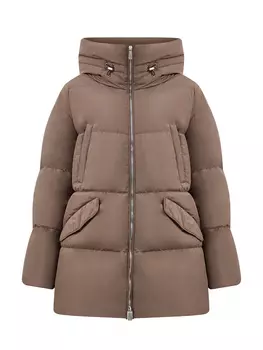 Объемный пуховик А-силуэта с боковыми разрезами на молниях