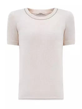 Облегающая футболка из хлопка в рубчик с ювелирными цепочками