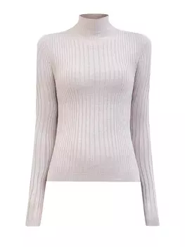 Облегающая водолазка в английский рубчик с мерцающей нитью ламе