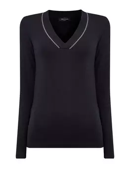 Облегающий джемпер с V-образным вырезом и цепочками