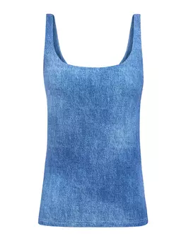 Облегающий пляжный топ в оттенке денима с патчем в тон