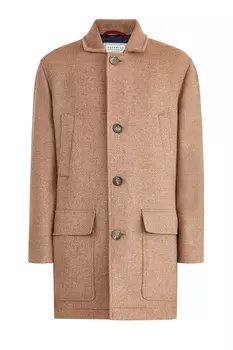 Однобортное пальто из шерсти с классическим откидным лацканом