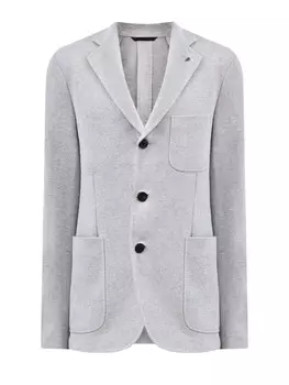 Однобортный блейзер из хлопка и шерсти с накладными карманами