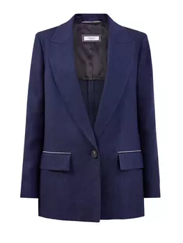 Однобортный блейзер из льняной ткани с ювелирными деталями