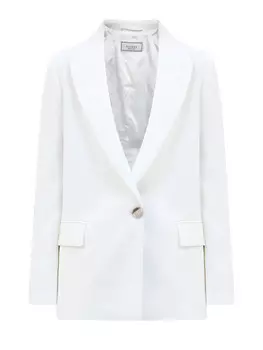 Однобортный жакет из крепа с ювелирной деталью Punto Luce