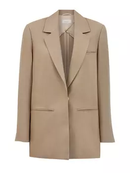 Однобортный жакет из льняного твила с деталью Punto Luce