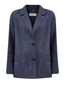 Однобортный жакет из окрашенного вручную хлопка и льна