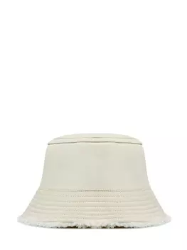 Однотонная панама из кожи и густой овчины