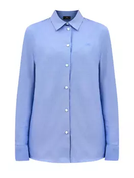 Однотонная рубашка из хлопкового пике с вышитым логотипом