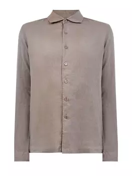 Однотонная рубашка из легкого льна с потайной нашивкой